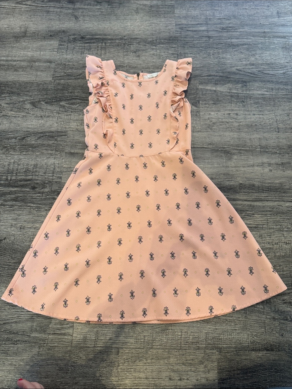 Copper Key Peach Floral Ruffle A-Line Dress